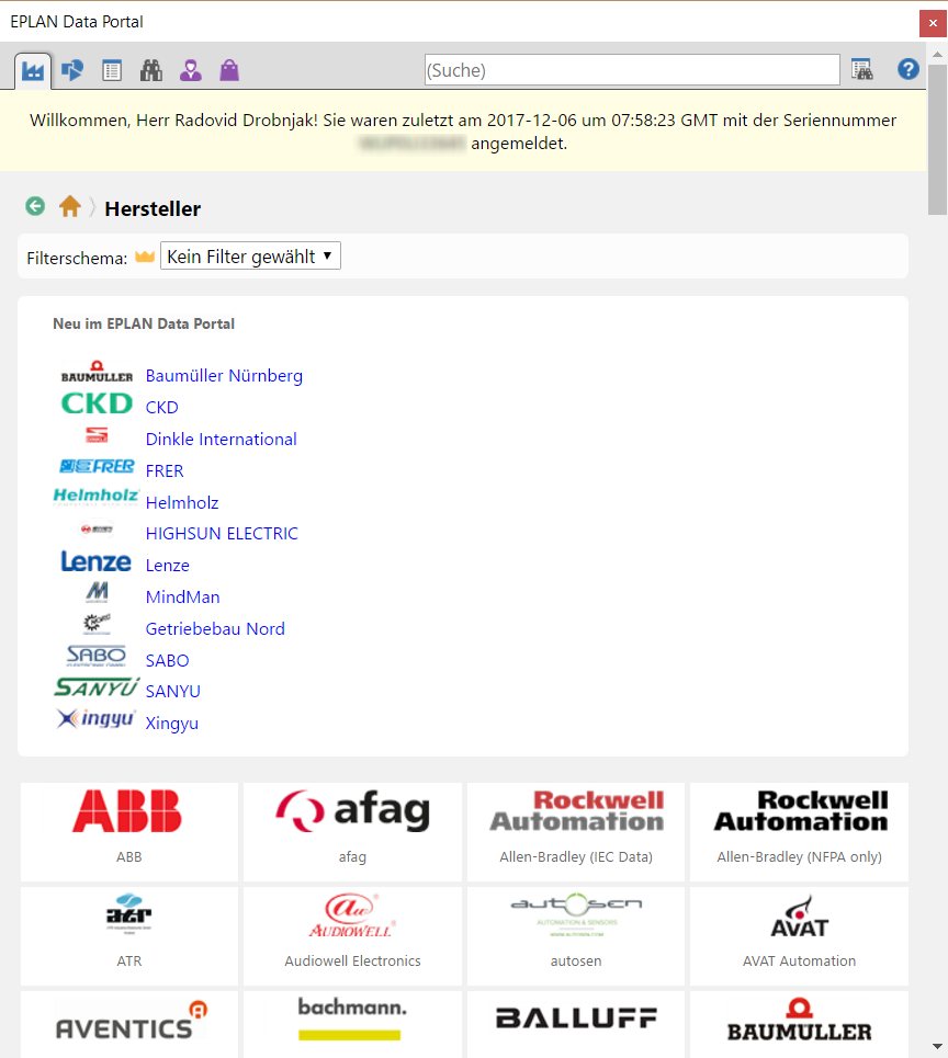 EPLAN Data Portal; access through the ePlan Interface