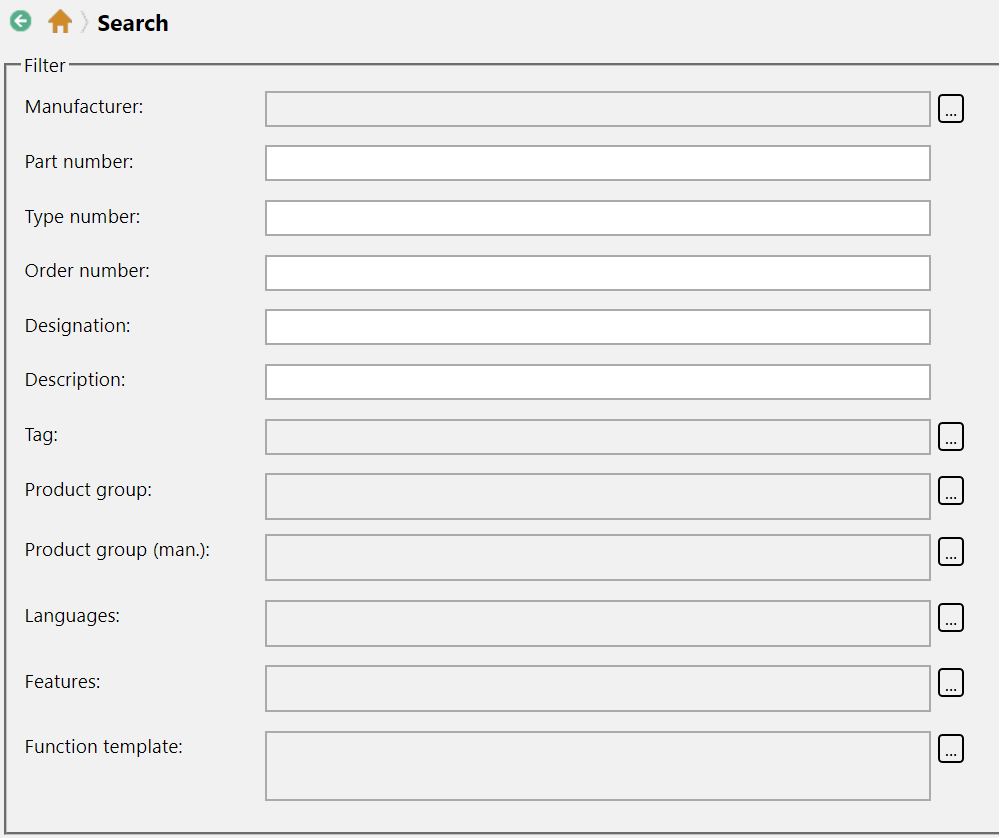 eplan Data portal search filters